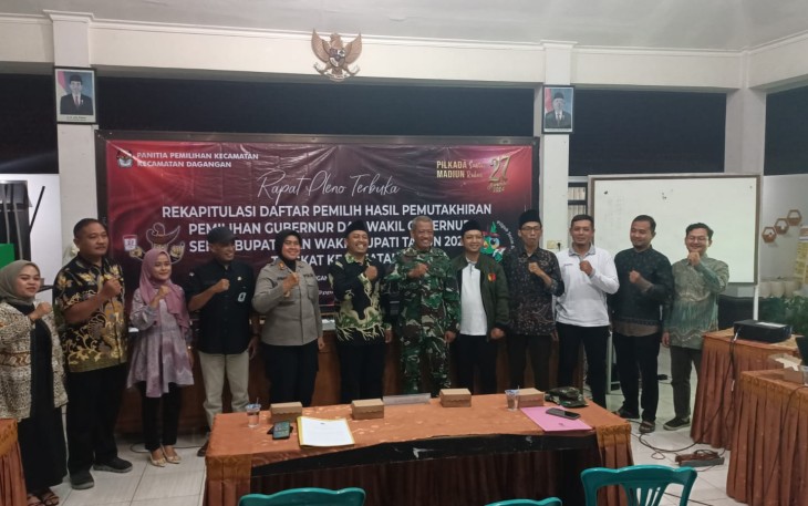 Danramil 0803/14 Dagangan Hadiri Rapat Pleno Terbuka Rekapitulasi DPHP Pilkada 2024 Tingkat Kecamatan 