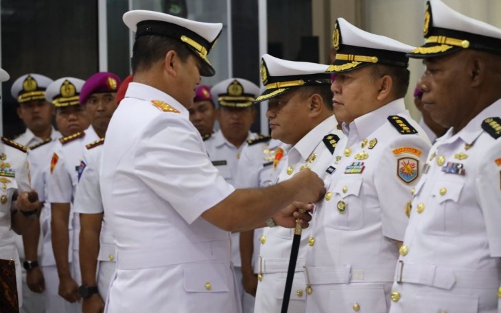Pangkoarmada III Laksda TNI Hersan saat sertijab PJU Koarmada III, Jum'at (16/8)