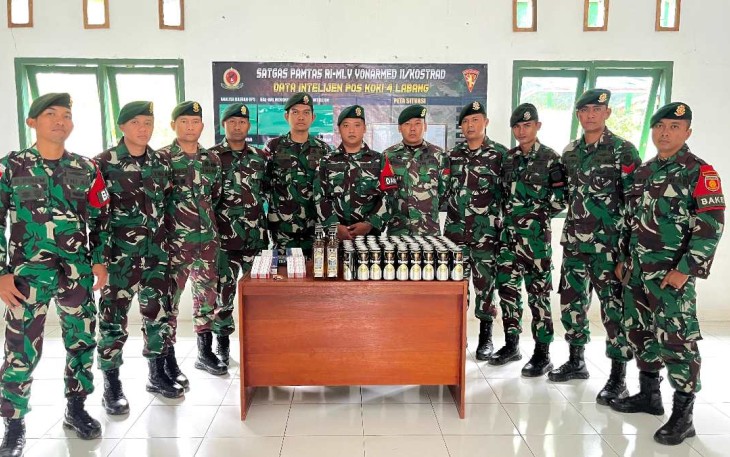Satgas Yonarmed 11 Kostrad gagalkan penyeludupan miras dan kosmetik 