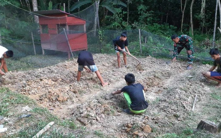 Berkebun bersama satgas Yonzipur 5/ABW