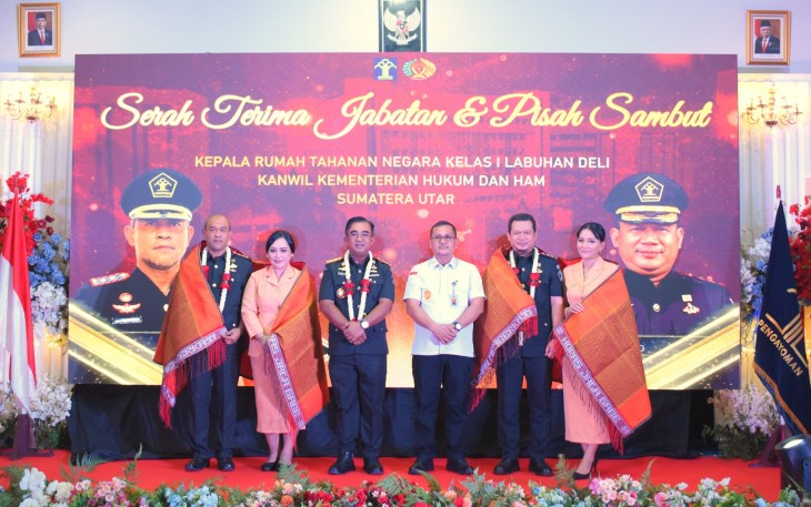 Kakanwil Kemenkumham Sumut Hadiri Sertijab dan Pisah Sambut Karutan Labuhan Deli.