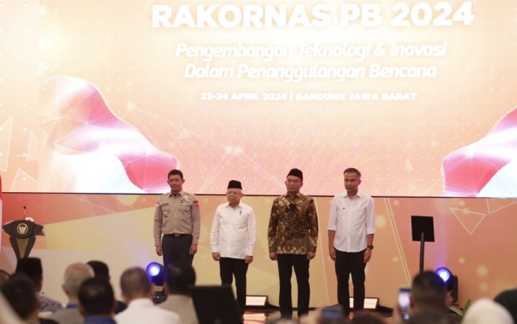 Wakil Presiden Ma'ruf Amin secara langsung membuka dan memberikan arahan pada Rakornas PB 2024, Rabu (24/4).