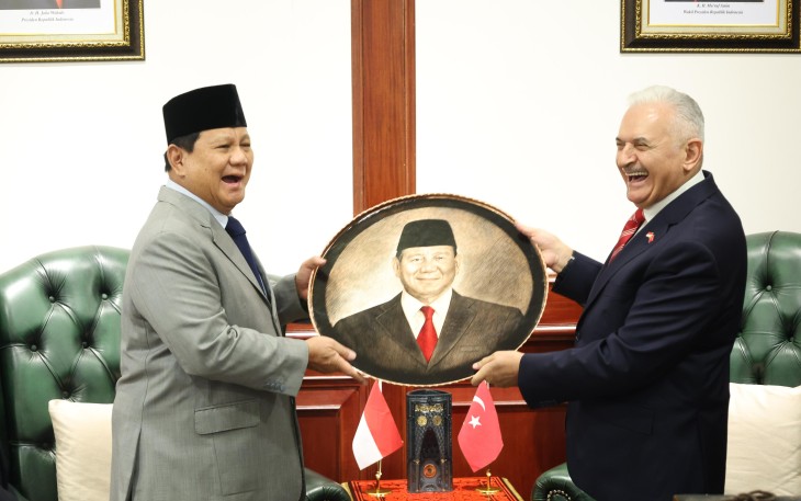 Menhan Prabowo saat Terima Kunjungan Mantan PM Turki di Kemhan