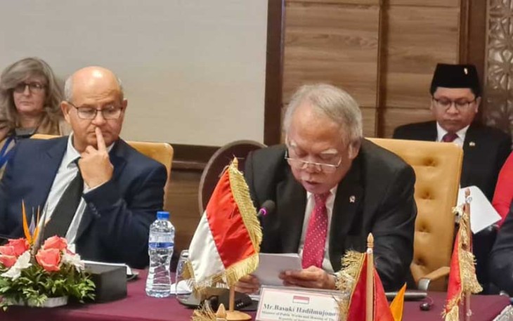 Menteri PUPR Basuki Hadimuljono saat Hadiri High Level Meeting Dalam Rangka 5th Mediterranean Water Forum di Tunisia, Senin (5/2/2024).