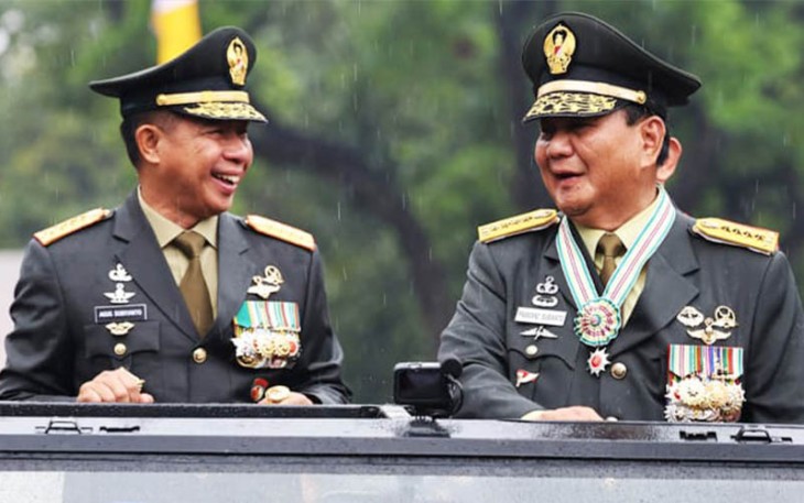 Menhan Prabowo saat bersama Panglima TNI =, Rabu (28/2/2024).