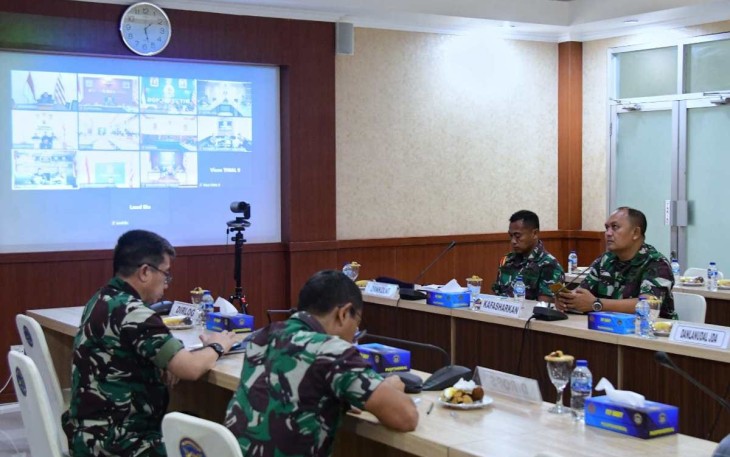 Wadan dan PJU Puspenerbal saat Ikuti Virtual Taklimat Akhir Reviu LK UO TNl AL Semester ll 2023