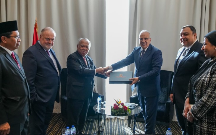 Menteri Basuki saat pertemuan bilateral dengan Menteri Agrikultur, Sumber Daya Hidraulik dan Perikanan Tunisia Abdelmonaam Belaati.