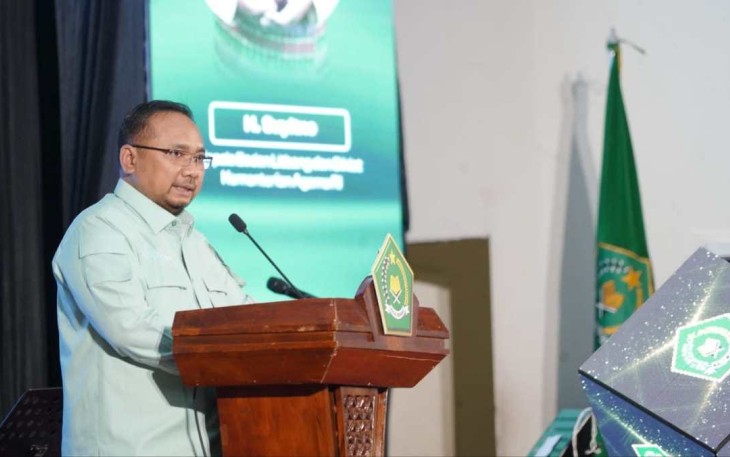 Menag Yaqut Cholil Qoumas saat membuka kegiatan Orientasi Pegawai Pemerintah dengan Perjanjian Kerja (PPPK) Kemenag Tahun 2024.