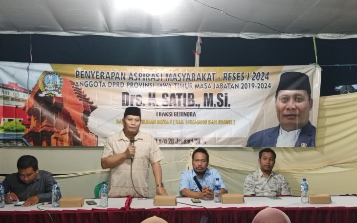 Anggota DPRD Jawa Timur, Satib saat serap aspirasi di MH Thamrin 157, Kelurahan Kranjingan, Kecamatan Sumbersari, Jember, Rabu 24 Januari 2024.