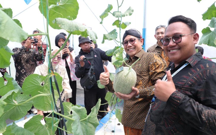 Menteri yang akrab disapa Gus Halim saat mengunjungi Kalasan Valley di Desa Kalasan, Selomartani, Sleman, DIY, Sabtu (2/3/2024). 