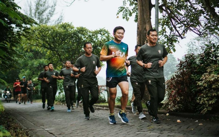 Kodim Tulungagung Lari Bersama di Kawasan Kuliner Pinka