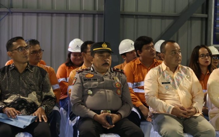 Kapolsek Batang Toru, Iptu Recky Nelson Tarigan, saat menghadiri Upacara Bulan K3 Nasional.