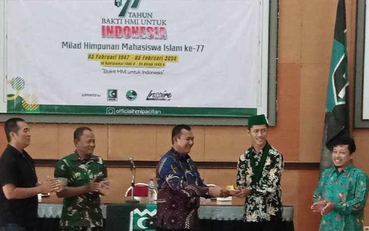 Milad HMI ke-77 di Gedung Karya Darma Jl. Jaksa Agung Suprapto No. 08 Kab. Pacitan, Minggu (11/02/2024).