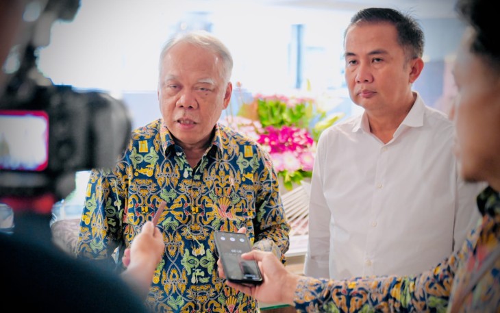 Menteri PUPR Basuki Hadimuljono dan Pj Gubernur Jabar Bey Triadi Machmudin di Kantor Kementerian PUPR, Rabu (28/2/2024).