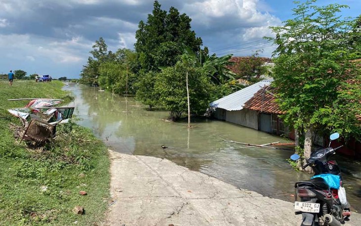 Kodisi pasca banjir di Kabupaten Demak, Provinsi Jawa Tengah, pada Kamis (8/2).
