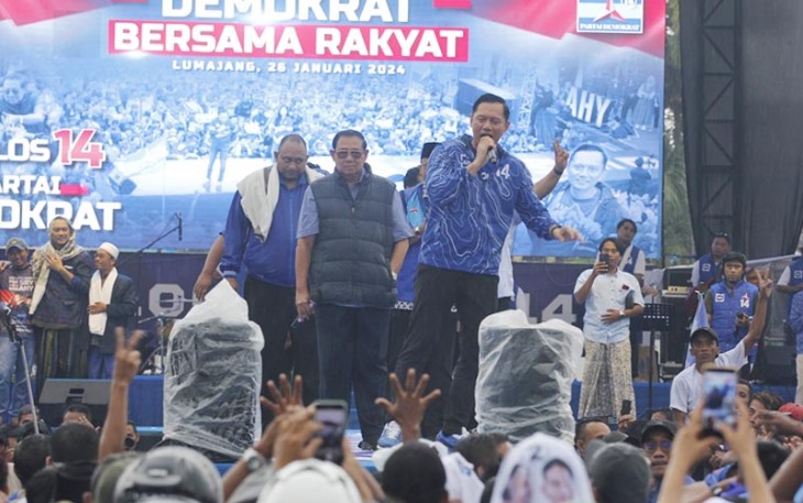 SBY dan AHY saat Kampanye Partai Demokrat di Lumajang