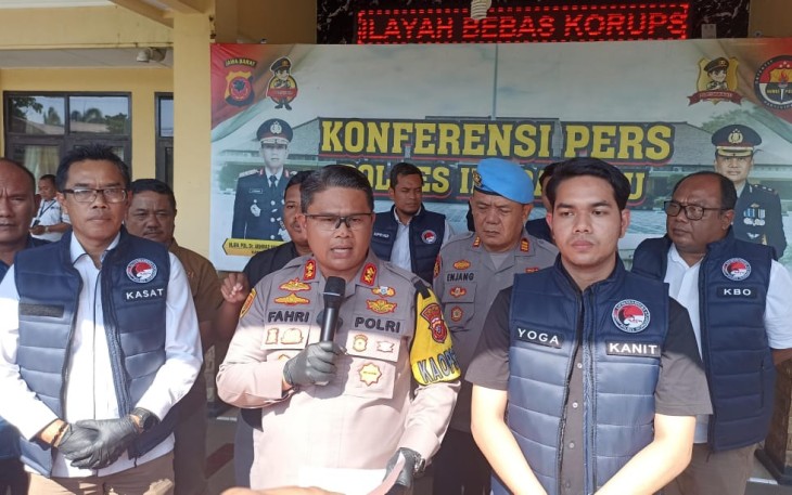 Kapolres Indramayu AKBP M Fahri Siregar, saat konferensi pers di lingkungan Polres Indramayu Rabu (19/06/2024).