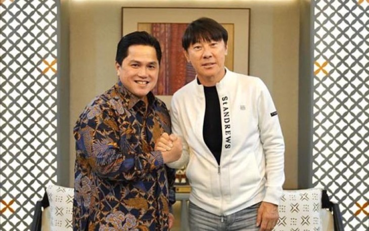 Erick Thohir Ketum PSSI bersama Shin Tae-yong 