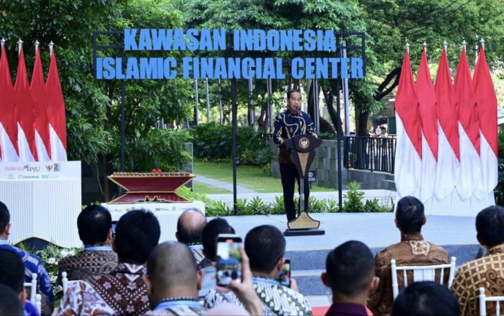 Presiden Joko Widodo saat meresmikan IIFC di Jakarta, Selasa (17/9)