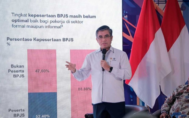 Menaker Yassierli saat memberikan sambutan di BPVB Batam, Selasa (17/12)