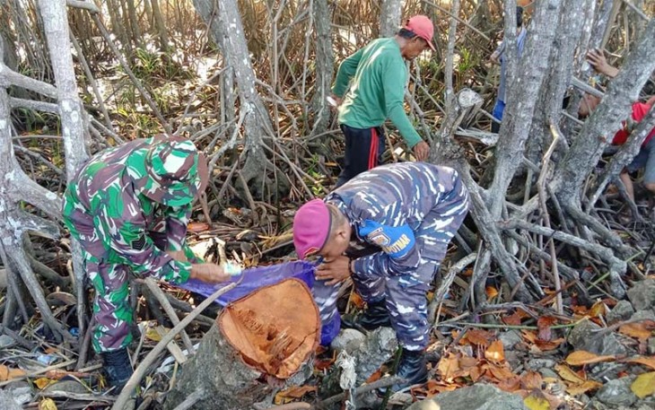 TNI AL Aksi Bersih Pesisir Pantai di Sulsel