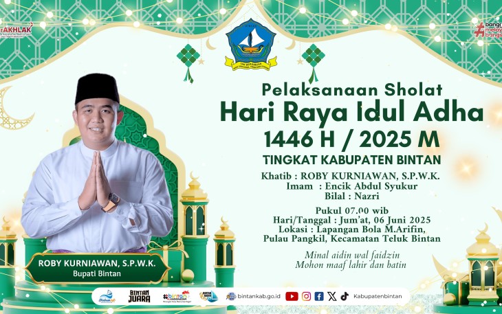 Bupati Bintan Roby Kurniawan SPWK jadi Khatib Salat Idul Adha 1446 H