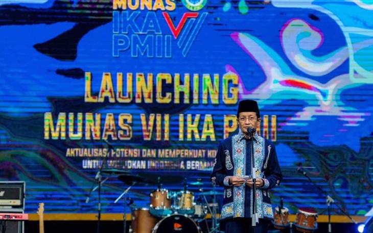 Menag Nasaruddin Umar saat membuka Munas IKA PMII di Jakarta, Sabtu (18/1)