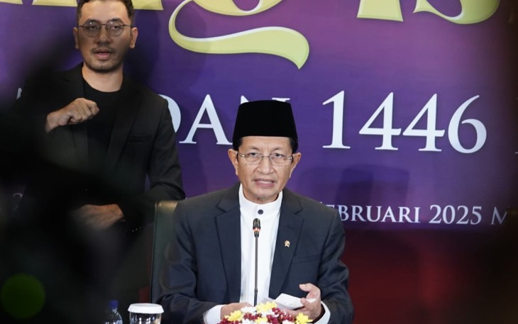 Menteri Agama Nasaruddin Umar mengumumkan ketetapan sidang isbat bahwa 1 Ramadan 1446 H bertepatan dengan 1 Maret 2025, di Jakarta, Jumat (28/2/2025)