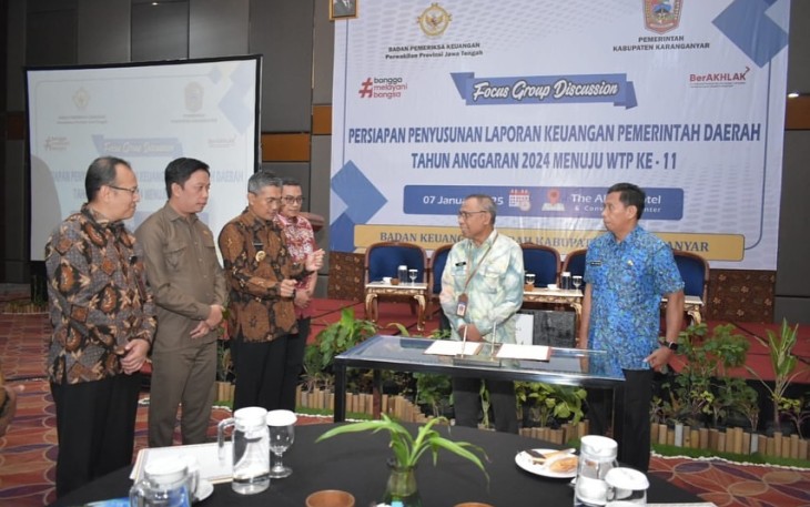 Kegiatan FGD persiapan penyusunan laporan keuangan pemerintah daerah tahun anggaran 2024, di Ballroom Alana Hotel, Colomadu, Kabupaten Karanganyar, Selasa (7/1/2025).