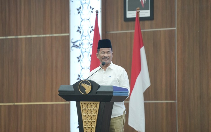 Kepala BP Batam Muhammad Rudi saat memberikan pengarahan di Balairungsari BP Batam, Jumat (24/1/2025).