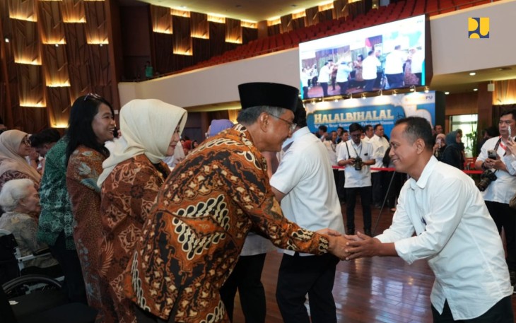 Menteri PU Dody Hanggodo saat halalbihalal di Jakarta, Selasa (8/4)