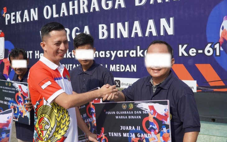 Karutan Kelas I Medan Bersama Kasubsi BHPT  Tutup Pelaksanaan Pekan Olahraga dan Seni dalam rangka HBP ke-61
