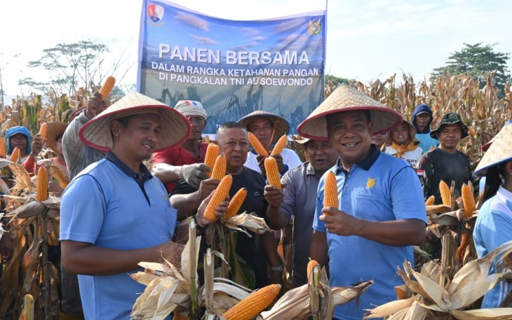 Lanud Soewondo Komitmen Dukung Ketahanan Pangan Melalui Panen Raya 