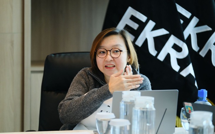 Wakil Menteri Ekonomi Kreatif (Wamen Ekraf), Irene Umar di Autograph Tower, Jakarta, Rabu, 16 Juli 2025