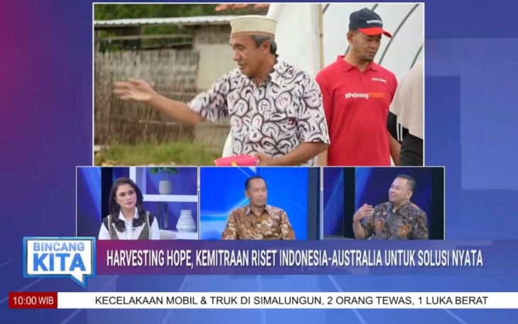 Wakil Menteri Pendidikan Tinggi, Sains, dan Teknologi, Prof. Dr. Fauzan, M.Pd., bersama Pakar SEVIMA Wahyudi Agustiono PH.D, dalam tayangan Bincang Kita di TV Nasional "Harvesting Hope, Kemitraan Riset Indonesia-Australia untuk Solusi Nyata