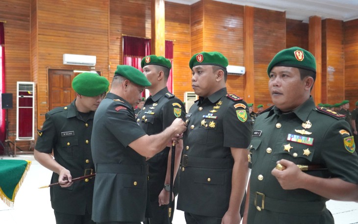 Danrem 041/Gamas Pimpin Acara Serah Terima Jabatan Serta Tradisi Penerimaan Dan Pelepasan Warga Korem 041/Gamas 