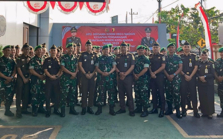 Kasdim 0803/Madiun Pimpin Apel Gelar Pengamanan di Kejaksaan Negeri Kota Madiun