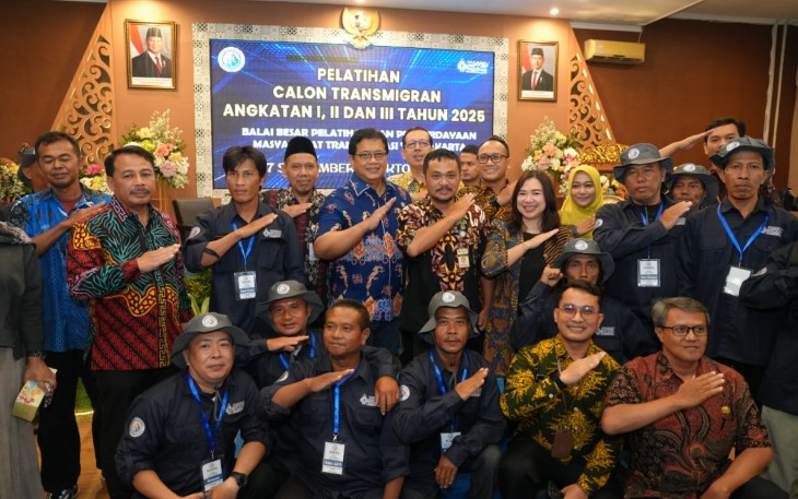 78 Kepala Keluarga (KK) calon transmigrasi (catrans) di Balai Besar Pelatihan dan Pemberdayaan Masyarakat Transmigrasi (BPPMT) Yogyakarta, Sleman, Yogyakarta, 27 September 2025