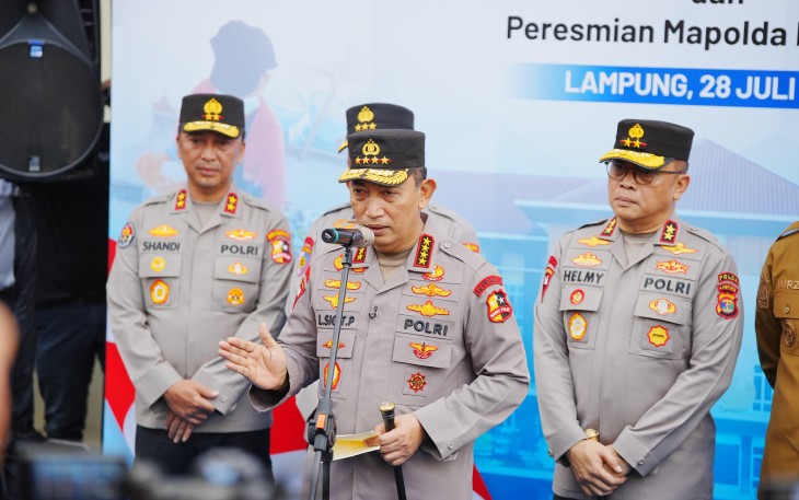 Kapolri Jenderal Listyo Sigit usai melaksanakan Groundbreaking 20 Satuan Pelayanan Pemenuhan Gizi (SPPG) jajaran Polda Lampung, Senin (28/7/2025).