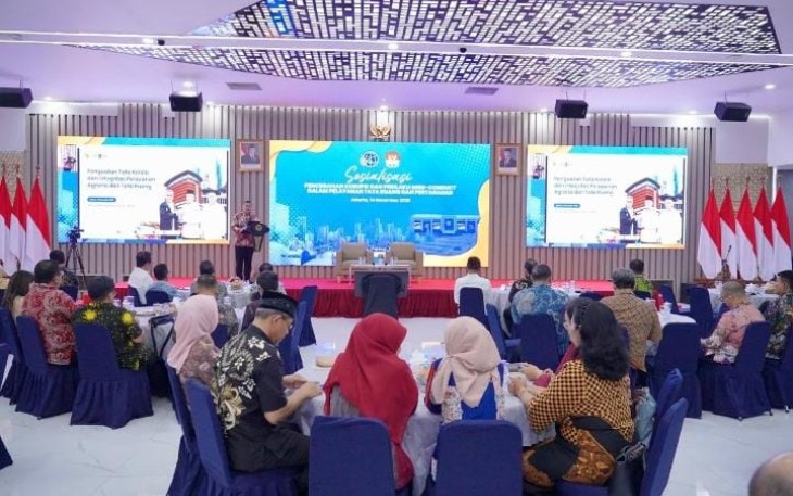 Sosialisasi Pencegahan Korupsi dan Perilaku Tidak Terpuji (Misconduct) dalam Pelayanan Tata Ruang dan Pertanahan di Aula Prona Kementerian ATR/BPN.