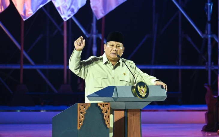 Presiden Prabowo Subianto pada puncak peringatan Hari Guru Nasional 2025 di Indonesia Arena, Jakarta, pada Jumat (28/11).