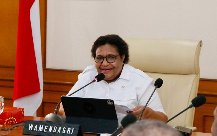 Ribka saat menerima audiensi Bupati Pegunungan Arfak Dominggus Saiba di Kantor Pusat Kementerian Dalam Negeri (Kemendagri), Jakarta, Rabu (20/8/2025).