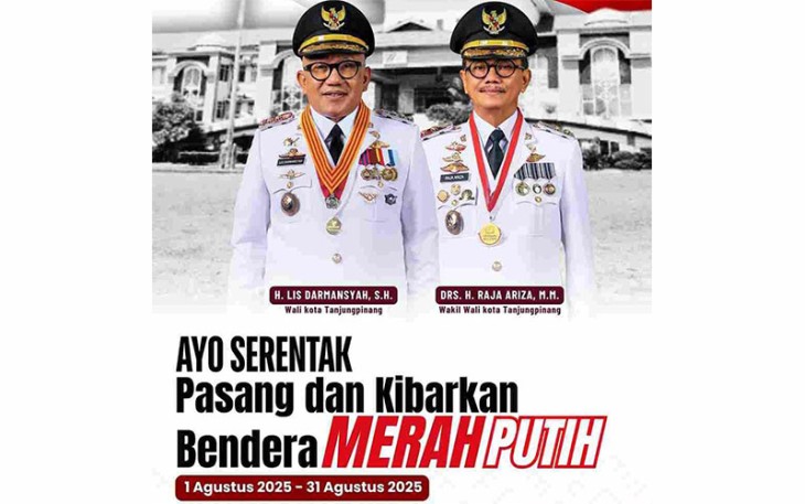 Lis-Raja Ajak Warga Tanjungpinang Kibarkan Merah Putih Sambut HUT RI ke-80