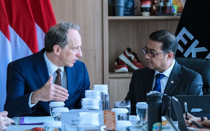 Menekraf menerima kunjungan Duta Besar Prancis untuk Indonesia, Timor Leste, dan ASEAN, Fabien Penone, guna membahas implementasi kerja sama ekonomi kreatif antara Indonesia dan Prancis, Autograph Tower, Jakarta (23/06/25).