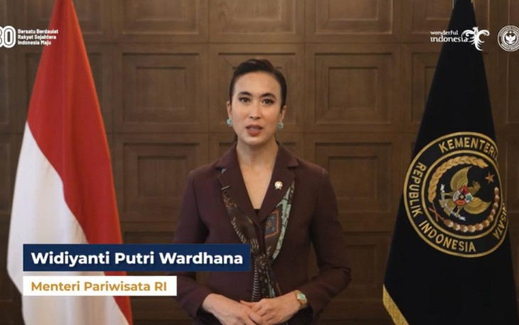 Menteri Pariwisata (Menpar) Widiyanti Putri Wardhana dalam sambutannya di acara sosialisasi yang berlangsung secara daring, Senin (4/8/2025)