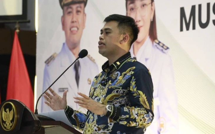 Mas Ibbin Saat Berikan Sambutan Pengarahan di Acara Musrenbang RPJMD Kota Blitar Tahun 2025-2029, Jumat (2/5/2025). Foto : Prokopim Pemkot Blitar