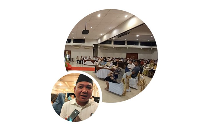 Ketua DPC Partai Gerindra Bitung yang juga merupakan Wakil Walikota Bitung, Randito Maringka saat menggelar konferensi pers usai kegiatan buka puasa dan silahturahmi bersama
