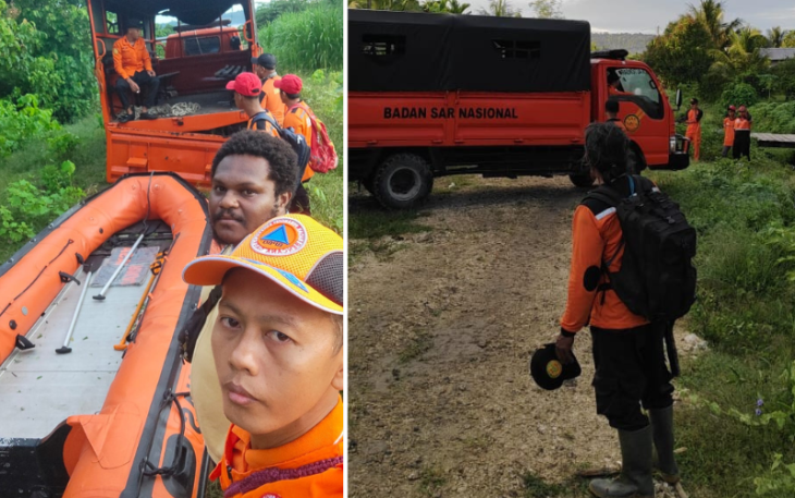 Proses evakuasi korban terdampak banjir di Kabupaten Keerom, Papua (23/4).  Foto: BPBD Keerom