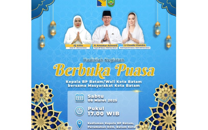 Kepala BP Batam sekaligus Wali Kota Batam, Amsakar Achmad mengundang seluruh elemen masyarakat untuk dapat hadir dalam agenda buka puasa bersama yang berlangsung di kediamannya pada Sabtu (8/3/2025)