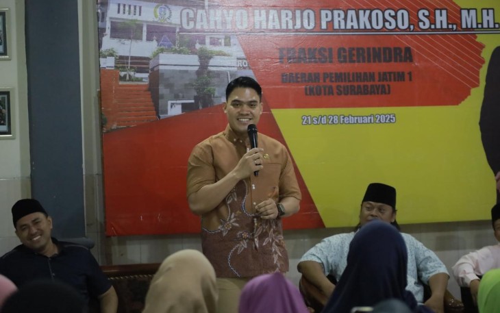 Anggota Komisi E DPRD Jatim Cahyo Harjo Prakoso menggelar serap aspirasi masyarakat di wilayah Sukomanunggal, Surabaya, Senin (24/2/2025)